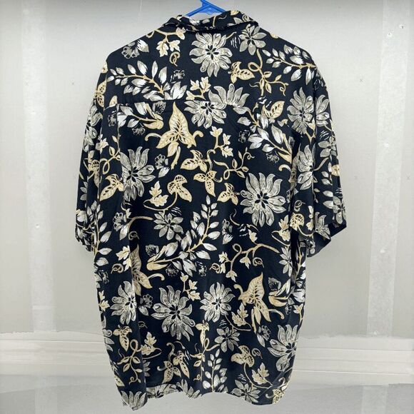 Natural Issue Mens XL Rayon Hawaiian Camp Shirt Floral & Leaves All Over Button - Picture 2 of 3